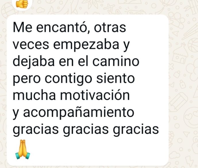 Mensaje de WhatsApp de una alumna