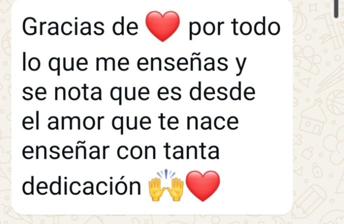 Mensaje de WhatsApp de una alumna
